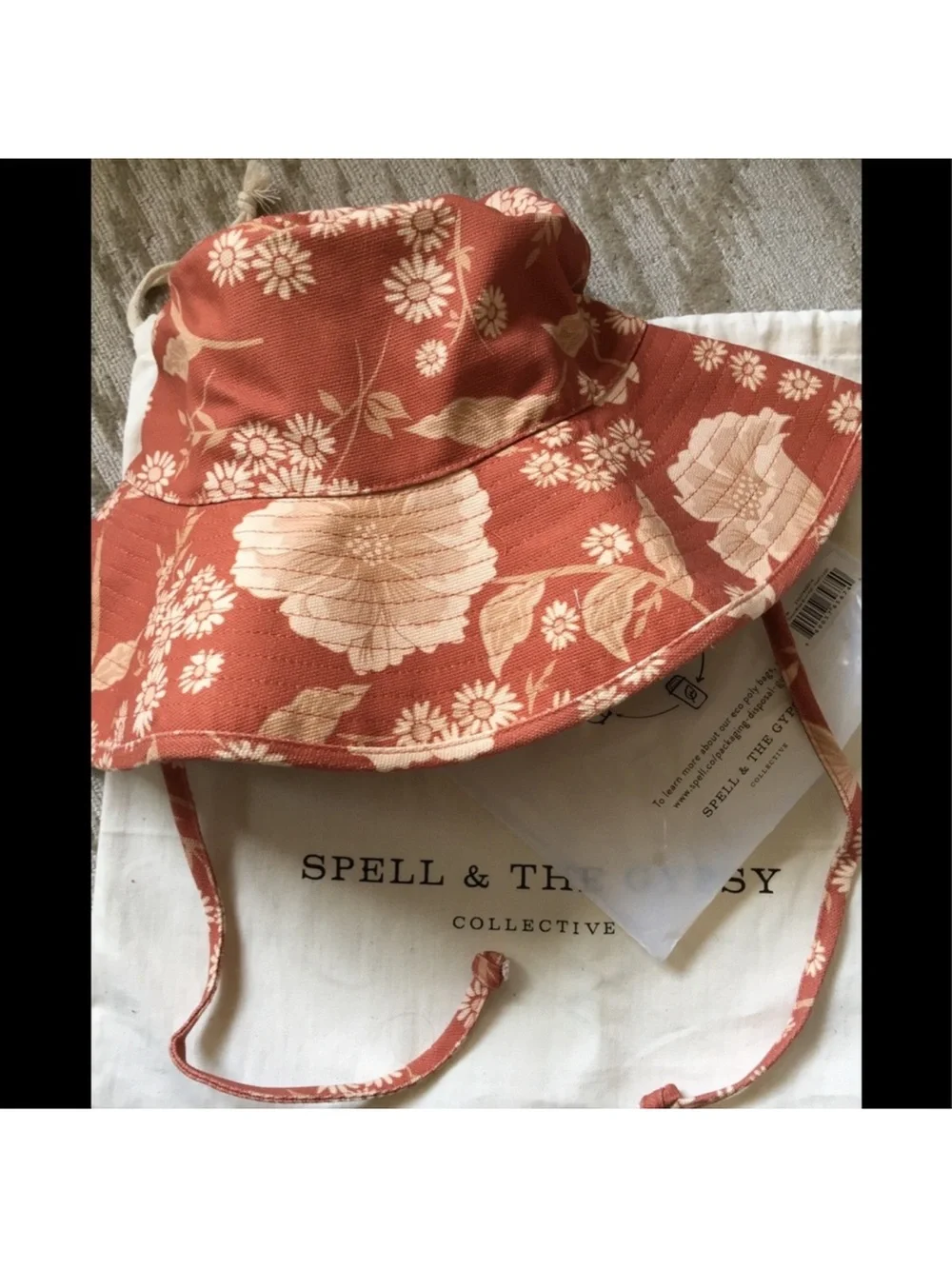 Spell Wide-Brim Bucket Hat in Rust Pink